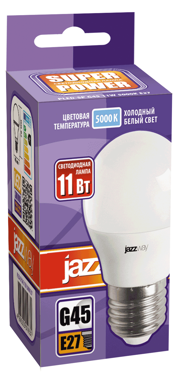 Лампа светодиодная  PLED- SP G45 11w E27 5000K 230/50  Jazzway
