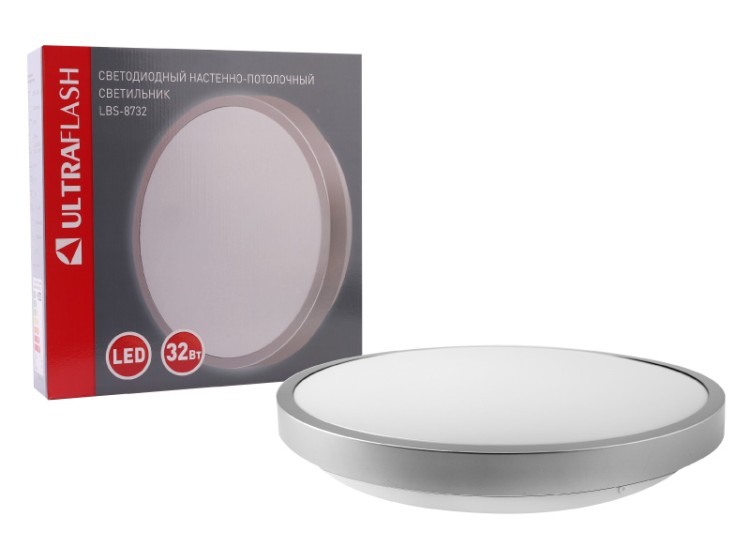 Настенно-потолочные светильник НПС-32Вт (LBS-8732 Flat, серебро) Ultraflash