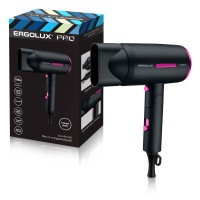 Фен черный/розовый со складной ручкой, ELX-HD13-C02 PRO (1600 Вт, 220-240В) ERGOLUX