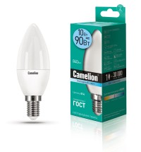 Лампа 10W E14 свеча светодиодная LED10-С35/845/E14 (10W=90Вт 840Lm 220В) Camelion
