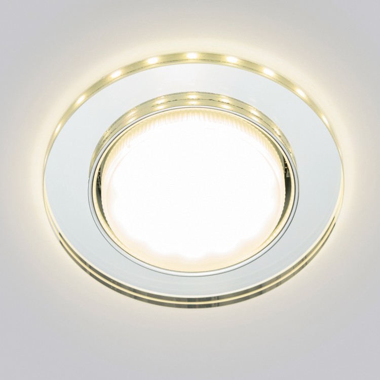 Светильник встраиваемый с посветкой GX53 Металл-стекло. Хром-зеркальный DLS-L159 GX53 CHROME/GLASSY