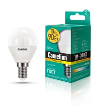 Эл.лампа светодиодная  шар LED10-G45/830/E14 (10W= 90 Вт 820 Lm) Camelion
