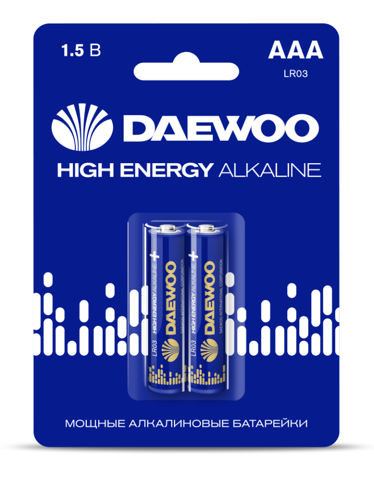 Элемент питания  LR 03(ААА) BL-2 DAEWOO High Energy Alkaline
