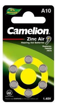 Элемент питания для слуховых аппаратов ZA10 BL-6 Mercury Free (A10-BP6(0%Hg), 1.4 V,90mAh) Camelion