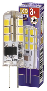 Лампа светодиодная  PLED-G4  3W 4000K 175-240V/50 (3W=20Вт, 200Lm) силикон jaZZway
