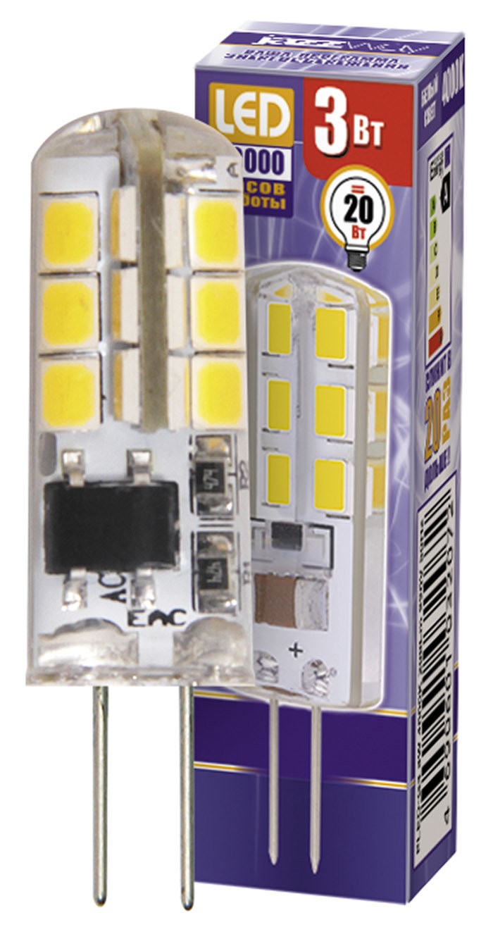 Лампа светодиодная  PLED-G4  3W 4000K 220Вт (3W=20Вт 200Lm) силикон jaZZway