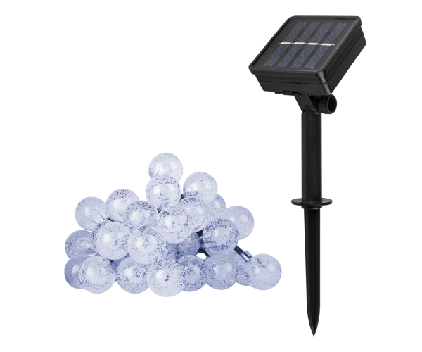 Светильник с солнечной батареей ФАZА SLR-G05-30W гирлянда, шарики, хол. бел.