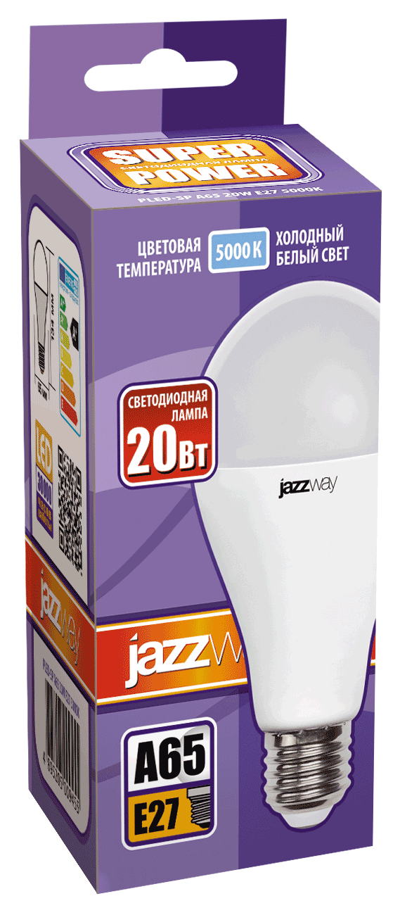 Лампа светодиодная  PLED- SP A65 20W E27 5000K (20W=180Вт, 1800Lm) 230/50 Jazzway
