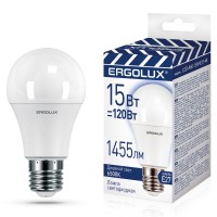 Эл.лампа светодиодная ЛОН  LED-А60-15W-E27-6K  (15Вт=120Вт 1440Lm E27 6500K 172-265В ПРОМО) Ergolux