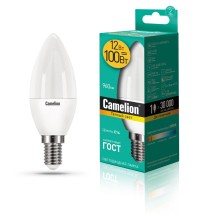 Лампа 12W E14 свеча светодиодная LED12-С35/830/E14  (12W=100Вт 960Lm 220В) Camelion