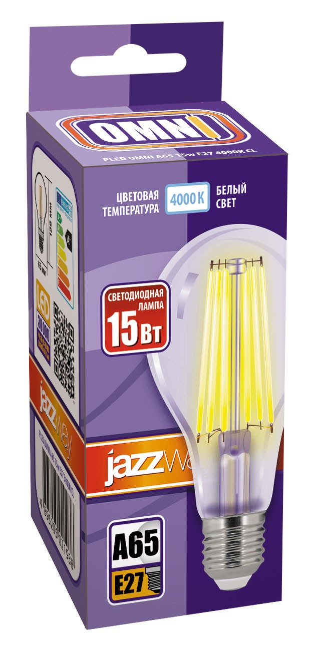 Лампа светодиодная  PLED OMNI A65 15w E27 4000K CL 230/50  Jazzway