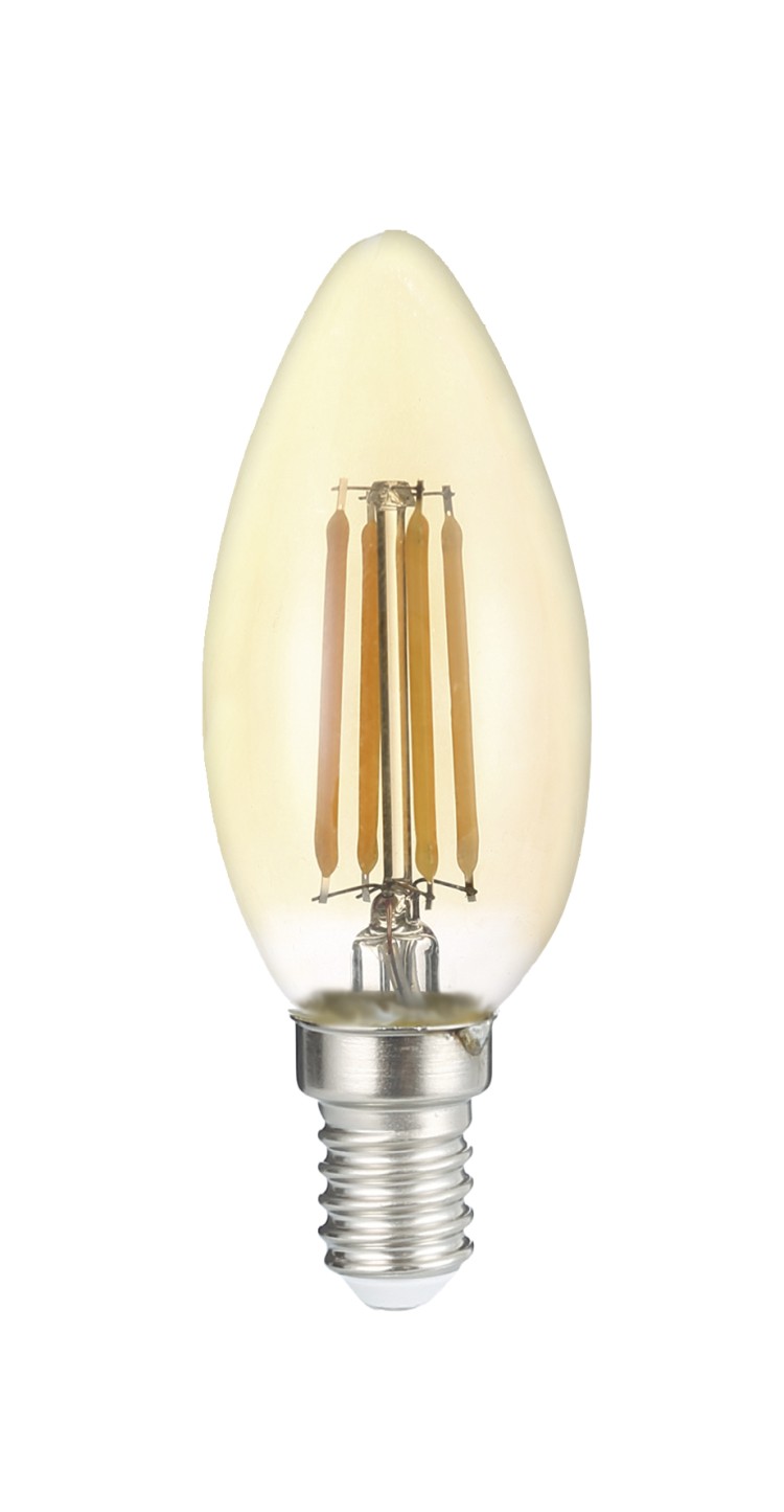 Лампа светодиодная свеча PLED OMNI C35 6W E14 3000K Gold (6W=60Вт, 540Lm) 230/50 Jazzway