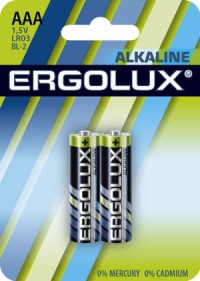 Элемент питания  LR03  Alkaline BL-2 (LR03 BL-2, батарейка,1.5В) Ergolux