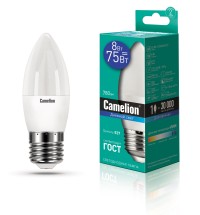 Лампа 8W E27 свеча светодиодная LED8-С35/865/E27 (8W=75 Вт 780Lm 220В) Camelion