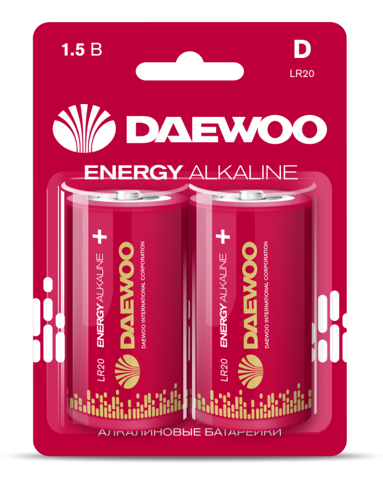 Элемент питания  LR 20(D) BL-2 Energy Alkaline DAEWOO