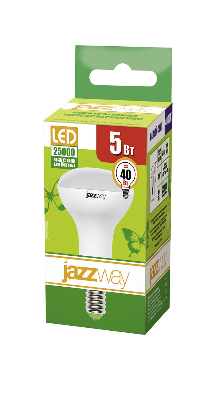 Лампа светодиодная PLED-ECO-R50 Е14  5W 4000K 230/50 (5Вт= 40, 400Lm) jaZZway