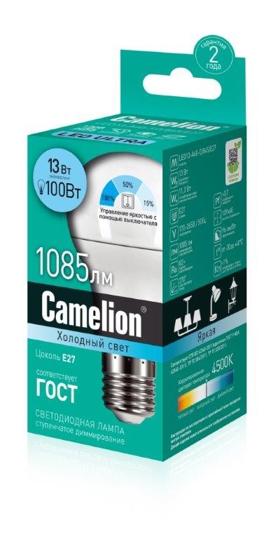 Camelion LED13-A60-D/845/E27 (Эл.лампа светодиодная со ступенчатым изменением яркости 13Вт 220В)