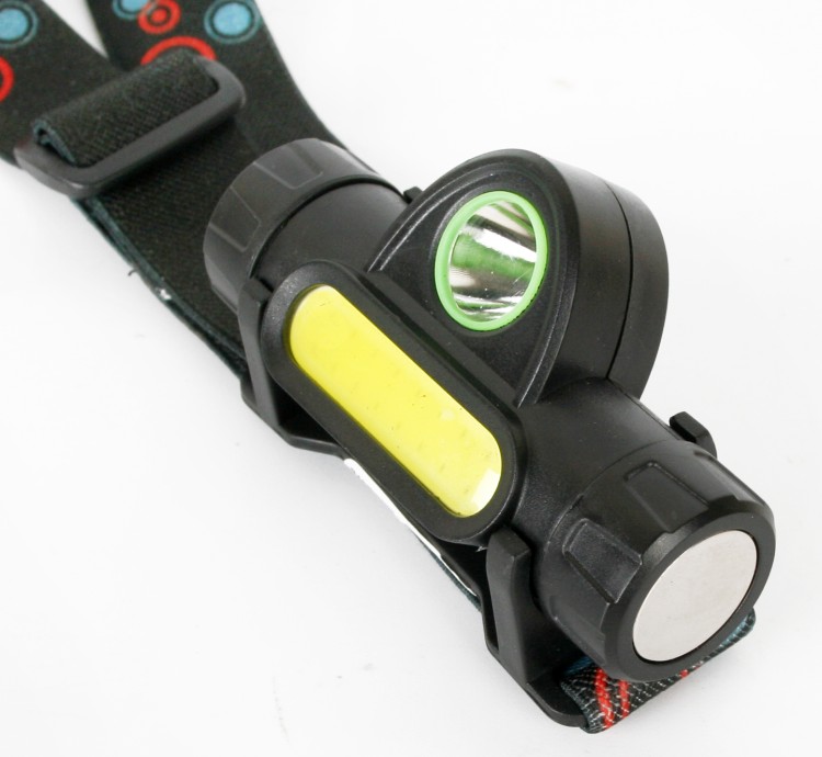 Фонарь налобный  E1340 (аккум 3,7В, черный, XPE + COB LED, 3 Ватт, 2 реж., магнит, бокс) Ultraflash