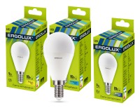 Эл.лампа светодиодная Шар LED-G45-9W-E14-6K (9Вт=80Вт 800Lm E14 6500K 172-265В) Ergolux