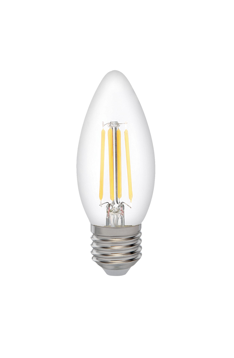 Лампа светодиодная свеча PLED OMNI C35 8W E27 3000K CL (8W=75Вт, 760Lm) 230/50 Jazzway