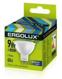 Эл.лампа светодиодная JCDR  LED-JCDR -9W-GU5.3-6K (9Вт=80Вт 770Lm 6500K 172-265В) Ergolux