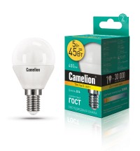 Эл.лампа светодиодная шар LED5-G45/830/E14 (5W=45Вт 390Lm) Camelion