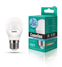 Эл.лампа светодиодная шар LED5-G45/845/E27 (5W=45Вт 415Lm)  Camelion