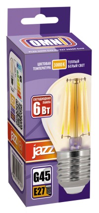 Лампа светодиодная шар PLED OMNI G45 6W E27 3000K Gold (6W=60Вт, 540Lm) 230/50 Jazzway