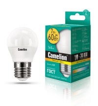 Эл.лампа светодиодная шар LED7-G45/830/E27 (7W=60Вт 530Lm 220В) Camelion