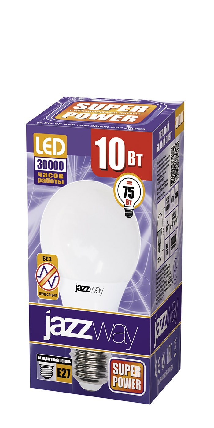 Лампа светодиодная  PLED- SP A60 10w E27 3000K  230/50  Jazzway
