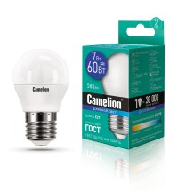 Эл.лампа светодиодная шар LED7-G45/865/E27 (7W=60Вт 580Lm 220В) Camelion