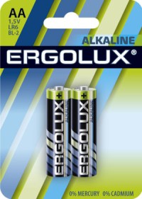 Элемент питания  LR6  Alkaline BL-2 (LR6 BL-2, батарейка,1.5В) Ergolux