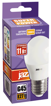 Лампа светодиодная шар PLED- SP G45 11W E27 3000K (11W=95Вт, 950Lm) 230/50 Jazzway