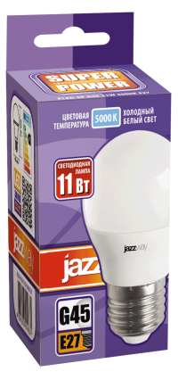 Лампа светодиодная шар PLED- SP G45 11W E27 5000K (11W=95Вт, 950Lm) 230/50 Jazzway