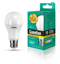 Эл.лампа светодиодная   7Вт LED7-A60/830/E27 (7W=55Вт560Lm) Camelion
