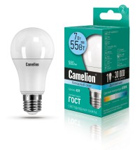 Эл.лампа светодиодная   7Вт LED7-A60/845/E27 (7W=55Вт 580Lm) Camelion