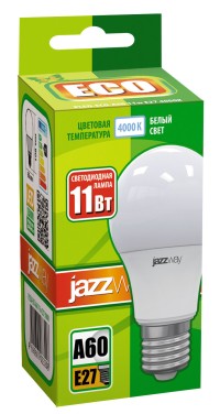 Лампа светодиодная PLED- ECO- A60 11W E27 4000K (11W=100Вт, 840Lm) 230/50 Jazzway