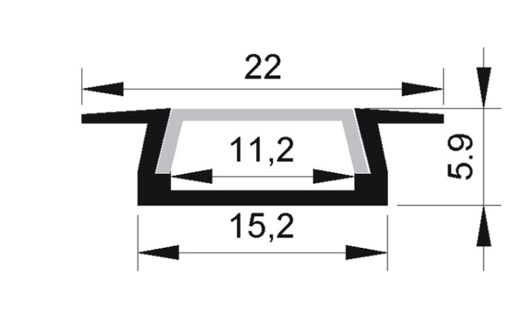 Профиль  PAL 2206 врезной (2м) анодированный jaZZway