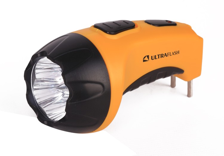 Фонарь  LED3804M1   (фонарь аккум 220В, желтый/черный, 5 LED, SLA, пластик, коробка) Ultraflash