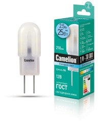 Эл.лампа светодиодная  2,5W LED2.5-JC-SL/845/G4 (2.5Вт=25Вт 200Lm 12В AC/DC) Camelion