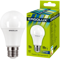 Эл.лампа светодиодная ЛОН  LED-А60-10W-E27-6K (10Вт=80Вт 910Lm E27 6500K 172-265В) Ergolux
