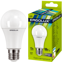 Эл.лампа светодиодная ЛОН  LED-А60-12W-E27-6K (12Вт=100Вт 1150Lm E27 6500K 172-265В) Ergolux