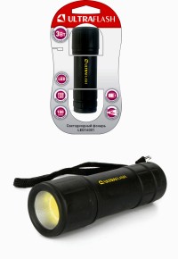 Фонарь  LED16001 (3XR03, черный, COB LED 3Вт, пластик, блистер) Ultraflash