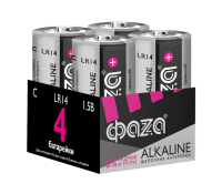 Элемент питания LR14(C) Alkaline Pack-4 (батарейка,1.5В) ФАZА