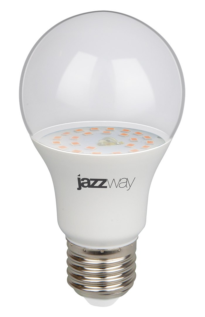 Лампа светодиодная  PPG A60 Agro  9w CLEAR E27 IP20 ( для растений) Jazzway