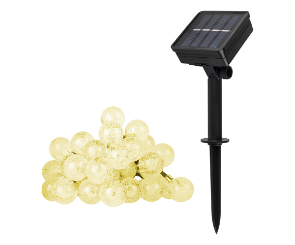 Светильник с солнечной батареей ФАZА SLR-G05-30Y гирлянда, шарики, желт.