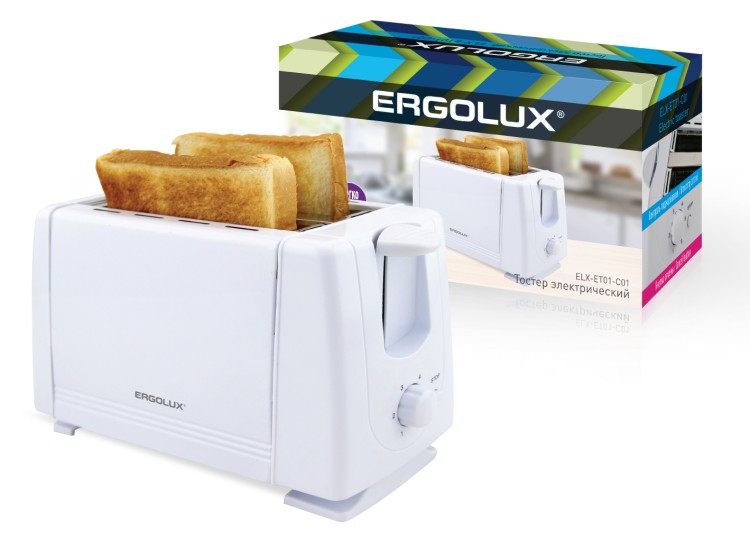 тостер  ELX-ET01-C01 белый (220-240 В, 700 Вт) ERGOLUX
