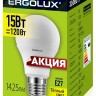 Эл.лампа светодиодная ЛОН  LED-А60-15W-E27-3K  (15Вт=120Вт 1425Lm E27 3000K 172-265В ПРОМО) Ergolux