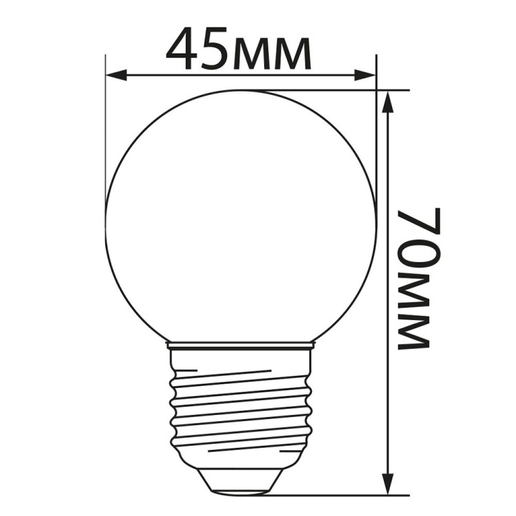 Лампа светодиодная LED 1W G45 шар  E27 2700К LB-37 матовый 230V  (10/200) FERON