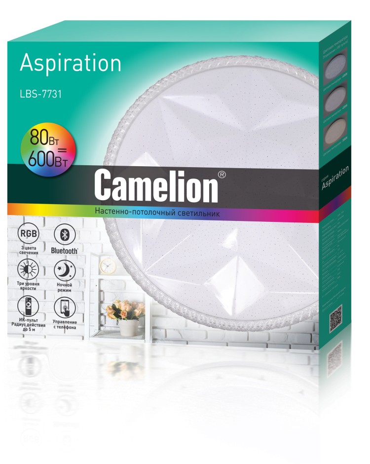 Camelion LBS-7731  (Управл. LED св-к,80 Вт.,3000-6000К, RGB, 7800лм, пульт)
